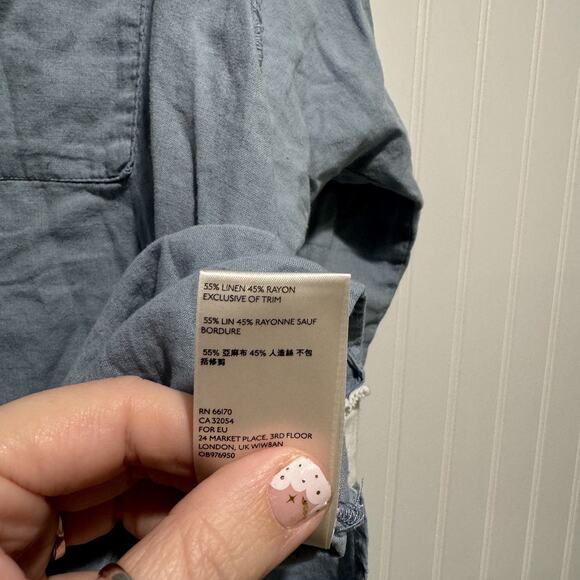 Free People We The Free Chambray Keep It Simple Top Size Small - Picture 7 of 8